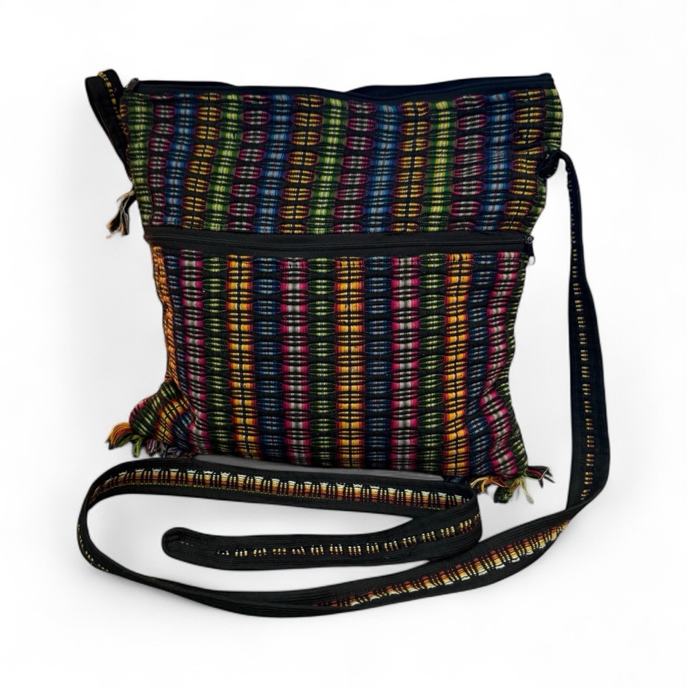 Mexican Woven Multicolor Striped Tassel Bag - Crossbody or Shoulder